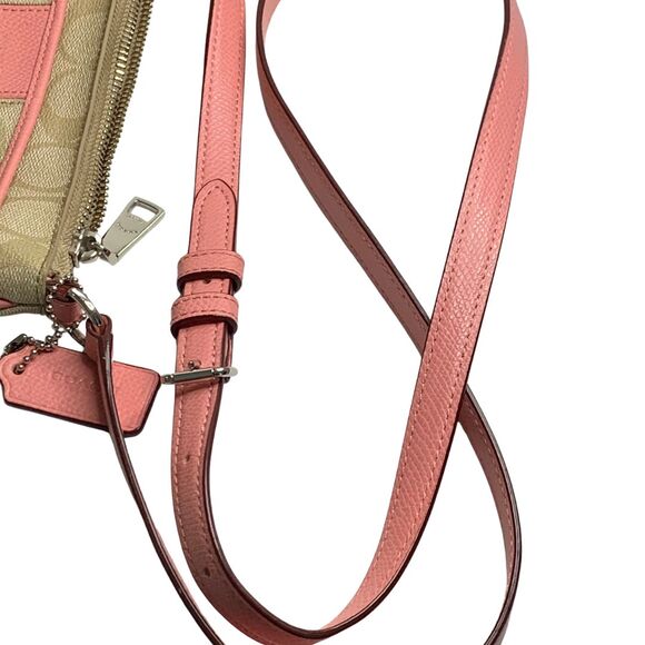 Coach Pink/Khaki Monogram Leather Crossbody Small - Picture 5 of 8
